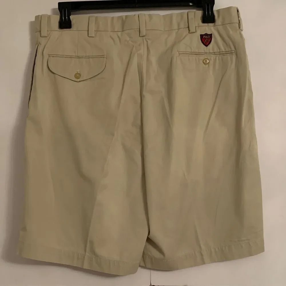 Polo Golf by Ralph Lauren Men's Beige Flat Front Cotton Shorts Size 38